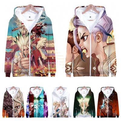 Anime Dr Stone Hoodies Ishigami Senkuu Cosplay Zip Up Hoodie Sweatshirt Jacket Ebay