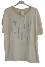 Diamante Sparkly Line Print Top Short Sleeve Summer Top for Women