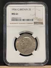 GREAT BRITAIN Florin 1936, KGV Final Date NGC MS 61 UNC, Lustrous 015. X4