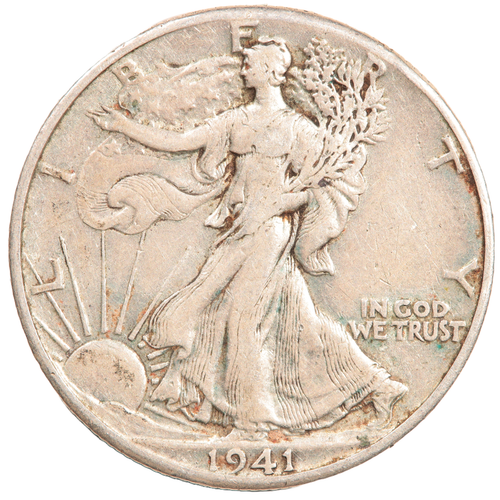 1941 USA AMERIKA SILBER WALKING LIBERTY HALF DOLLAR 50c Münze (#5864)