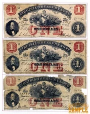 Richmond Virginia Treasury Note (1862) 3x $1 * Quality Art Print * Artful design
