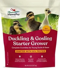 Manna Pro Duck Starter Grower Crumble | Non-Medicated Feed for Young Ducks | 