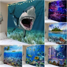 Large Marine Animals 3D Wall Hanging Blanket Throw Decor Tapestry Bedspread Art