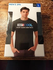 3 PACK - 32 DEGREES COOL MEN'S  SHORT SLEEVE CREW NECK SHIRT BLACK