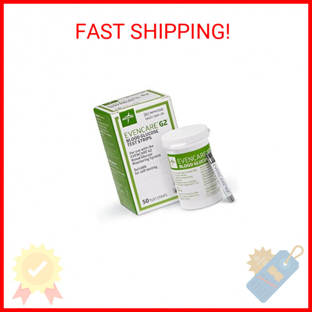 Medline EvenCare G2 Blood Glucose Test Strips, Selftesting with G2