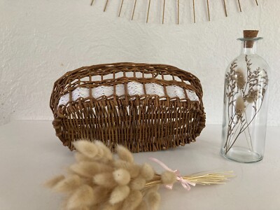 Grand Panier Vintage En Osier Et Rotin – Vannerie Ancienne – Déco Nature