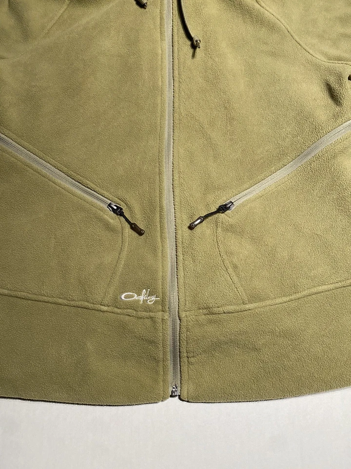 Jaqueta de lã feminina vintage Oakley Y2K XL com zíper bordada oliva - Imagem 2 de 4