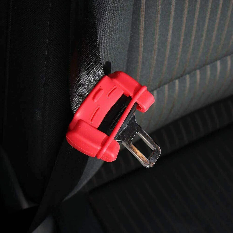 2x Red Silicone Safety Seat Belt Buckle Clip Cover Anti-Scratch Car Accessories - Изображение 3 из 4