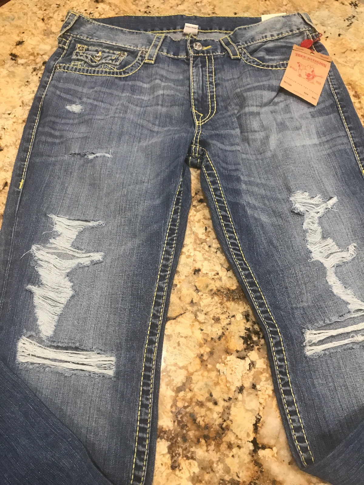 true religion jeans yellow stitching