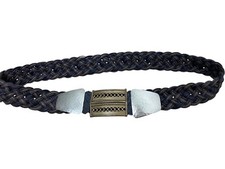 Marjorie Baer SF Vintage Belt Brown Braided Silver Gold Tone Metals art to wear