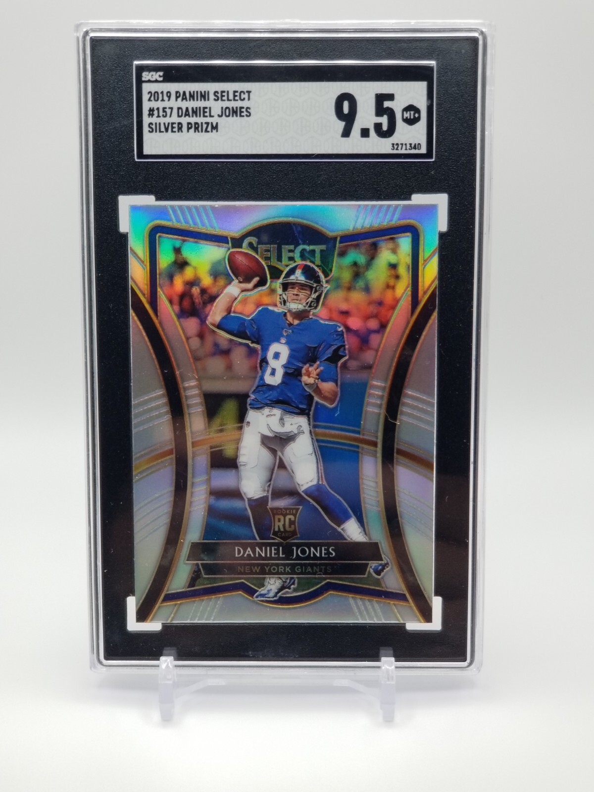 2019 Select Daniel Jones Premier #157 Silver Prizm Holo SGC 9.5 MINT+ NY GIANTS