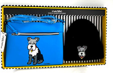 Marc Tetro Schnauzer Crossbody Double Zip Bag Beanie Hat Boxed Gift Set Of 2