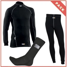 OMP First Underwear Set Top Bottoms Socks Black FIA 8856-2018 Approved