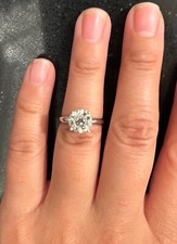 Solid 14K White Gold 2.09 CT Round Brilliant Cut Natural Diamond Engagement Ring