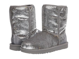 sequin boots silver