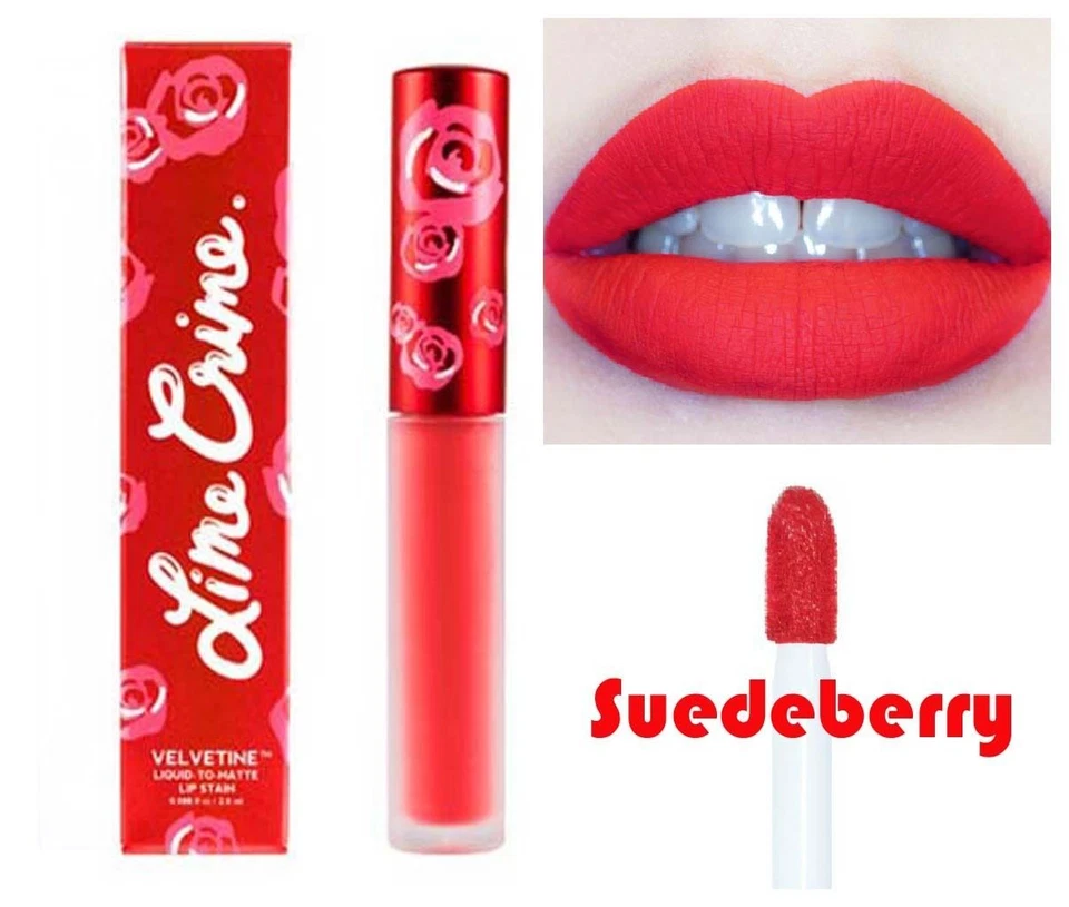 LIME CRIME VELVETINES SUEDEBERRY BRIGHT CORAL MATTE LIPSTICK LIP STAIN COSMETICS - Image 2 of 3