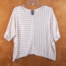 CLARA SUN WOO Top Womens Small Tan Pullover Boxy Dolman Studded Oversized