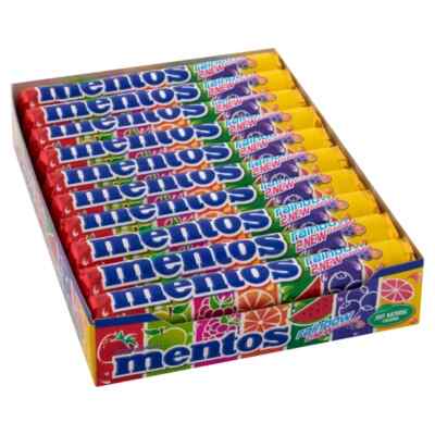 VOLLE BOX 20ct MENTOS RAINBOW Wassermelone Grapefruit Heidelbeergeschmack Kau...