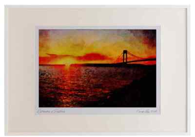 672003 Verrazano Narrows Bridge, New York, USA Aquarell Bilderrahmen