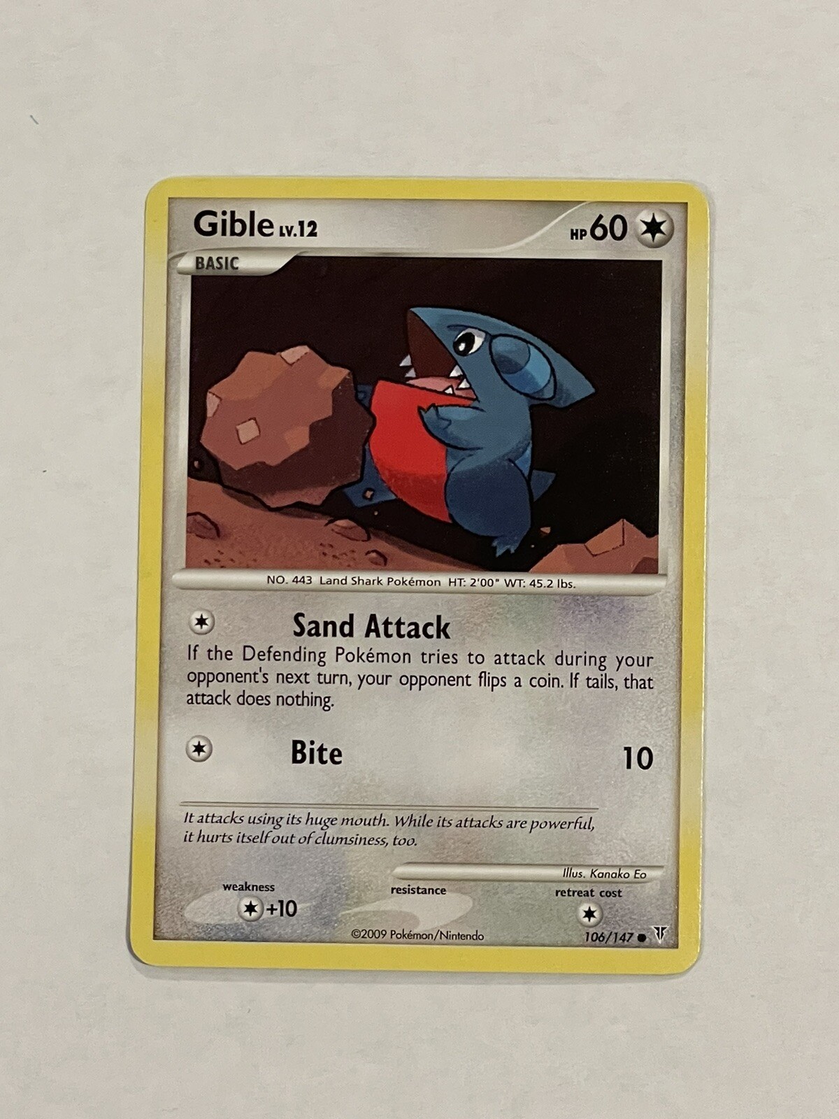 Pokemon TCG Gible LV.12 Platinum Supreme Victors 106/147 Regular Common Card NM
