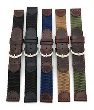 18mm Black Brown Leather Nylon Canvas Watch Band Fits Swiss Army Watch