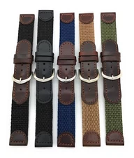 18mm Black Brown Leather Nylon Canvas Watch Band Fits Swiss Army Watch