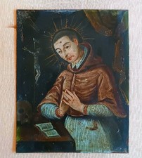 Antico dipinto su rame-SAN CARLO BORROMEO -Scuola italiana XVII secolo