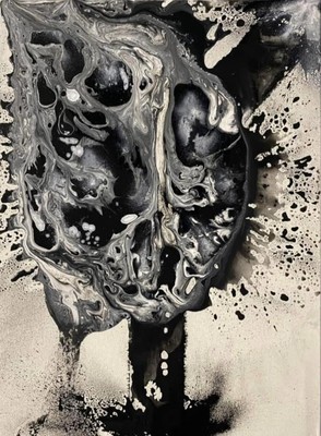 Einzigartiges Original Abstraktes Gemälde. Acryl auf Leinwand, schwarz-weiß.