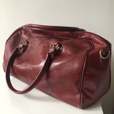 Expert London Vintage Style Deep Red Leather Holdall Weekender Travel Bag