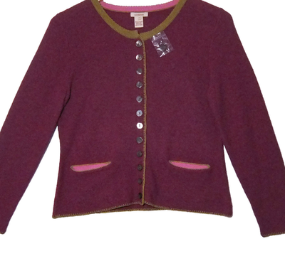 #ad Sundance 100% Extra Fine Merino Wool Cardigan Women M Purple Pink Pockets NEW $29.95