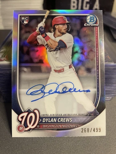 2025 Bowman DYLAN CREWS RC Refractor Auto /499 Washington Nationals 