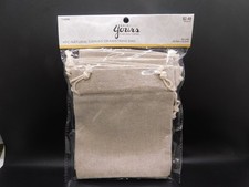 Basically Yours 4pc Natural Canvas Drawstring Bag 5in x 6in