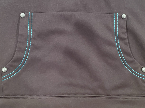 Ariat Tek Hooded Sweatshirt Women's Large Brown w/Teal Accents, Pouch Pocket - Picture 6 of 14