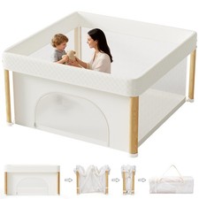Cbcvvaer Foldable Baby Playpen, 51x51 Play Pen for 51" 51", White