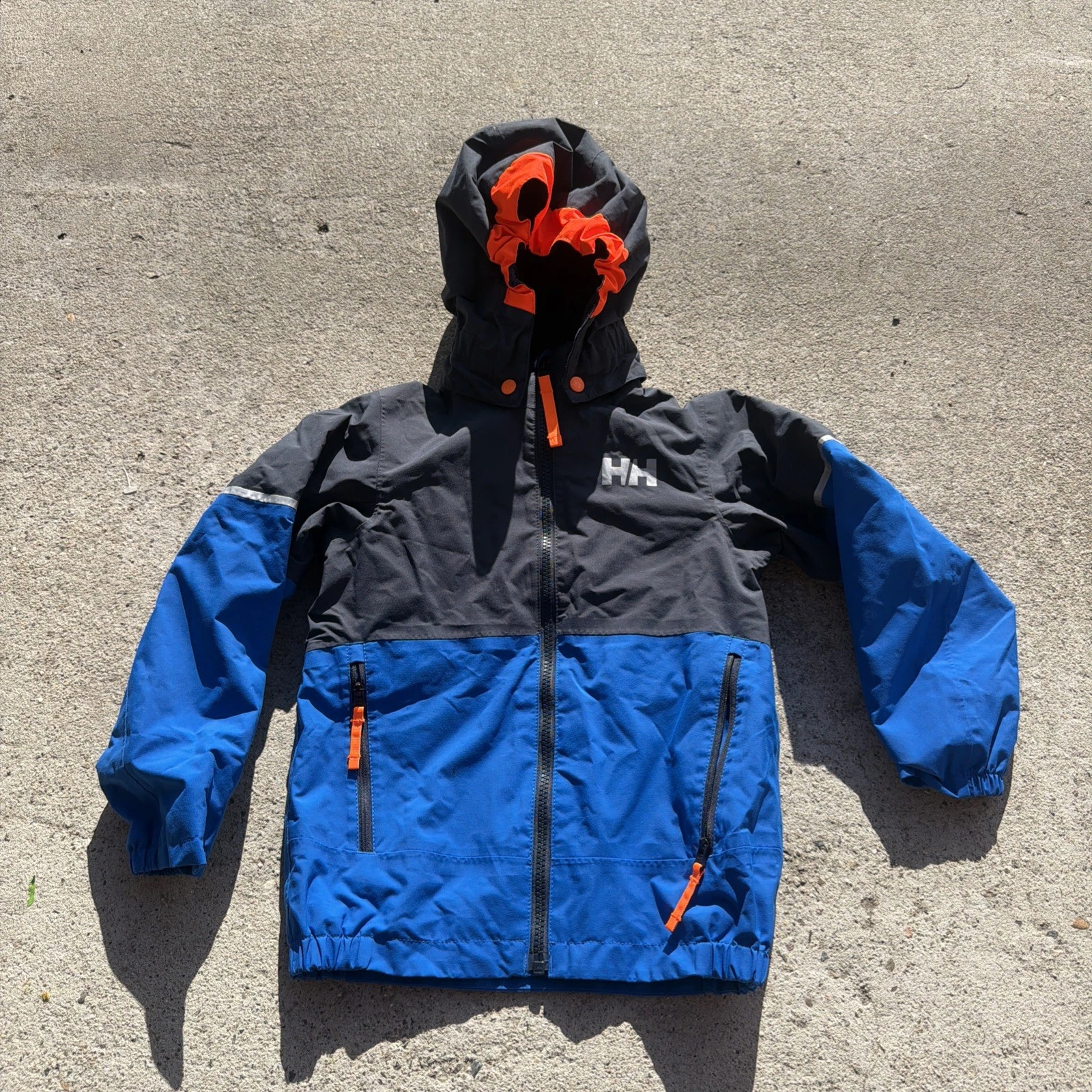 Helly Hansen Boy's Rider 2.0 Winter Jacket Ski Hood Blue Orange Size 122/7