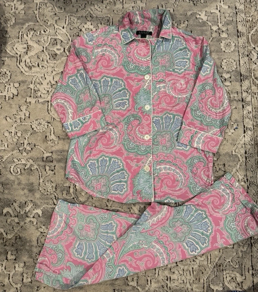 Ralph Lauren Paisley Conjunto Pijama Monograma Talla Pequeña Foto 2 de 4