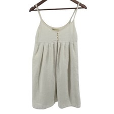 Old Navy Cream Summer Dress Babydoll Linen Cotton Y2K Knee Length Womens Small