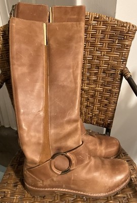 Olukai Holo Lio II Women's Tall Full Grain Leather Brown Harness Boots Size 8.5