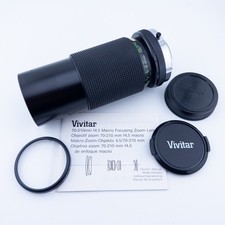 Vintage Vivitar 70-210mm F4.5 Macro Zoom Lens w Promaster Spectrum 7 UV Filter