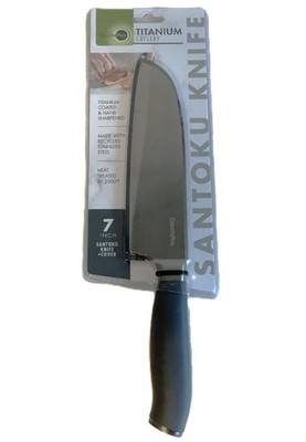 NEW GreenPan Titanium Coated 7'' SANTOKU KNIFE + Cover Stainless Steel Kitchen