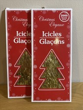 ICICLES Christmas Tree Tinsel 2000 Strands Gold Icicles 2 Boxes NEW