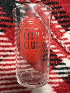 Schmidt City Club Beer Glass Red Print Breweriana Collectible