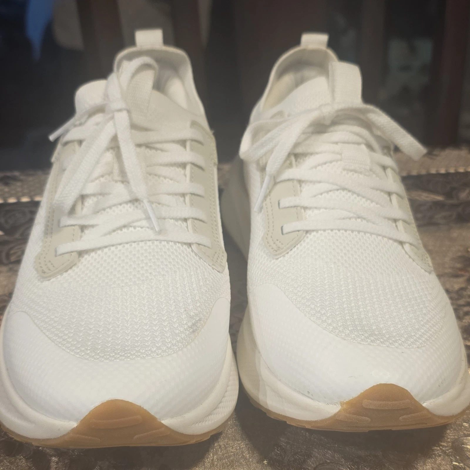 Tenis Shoes Athletic Sneakers Low Top Men White Beige Lace Up Athletic Sneakers