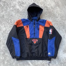 Vintage Black New York Knicks Starter Puffer Jacket 90s XL Half Zip NBA Rare