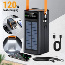 70000mAh Solar Power Bank External Battery Backup Charger Fast Charging Portable