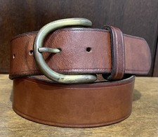 The Limited Brown Leather Belt Sz S/26 1.5  Wide GoldTone Bkl Italy GUC