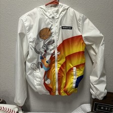 Members Only Windbreaker Jacket Space Jam Looney Tunes White 14/16 M-L