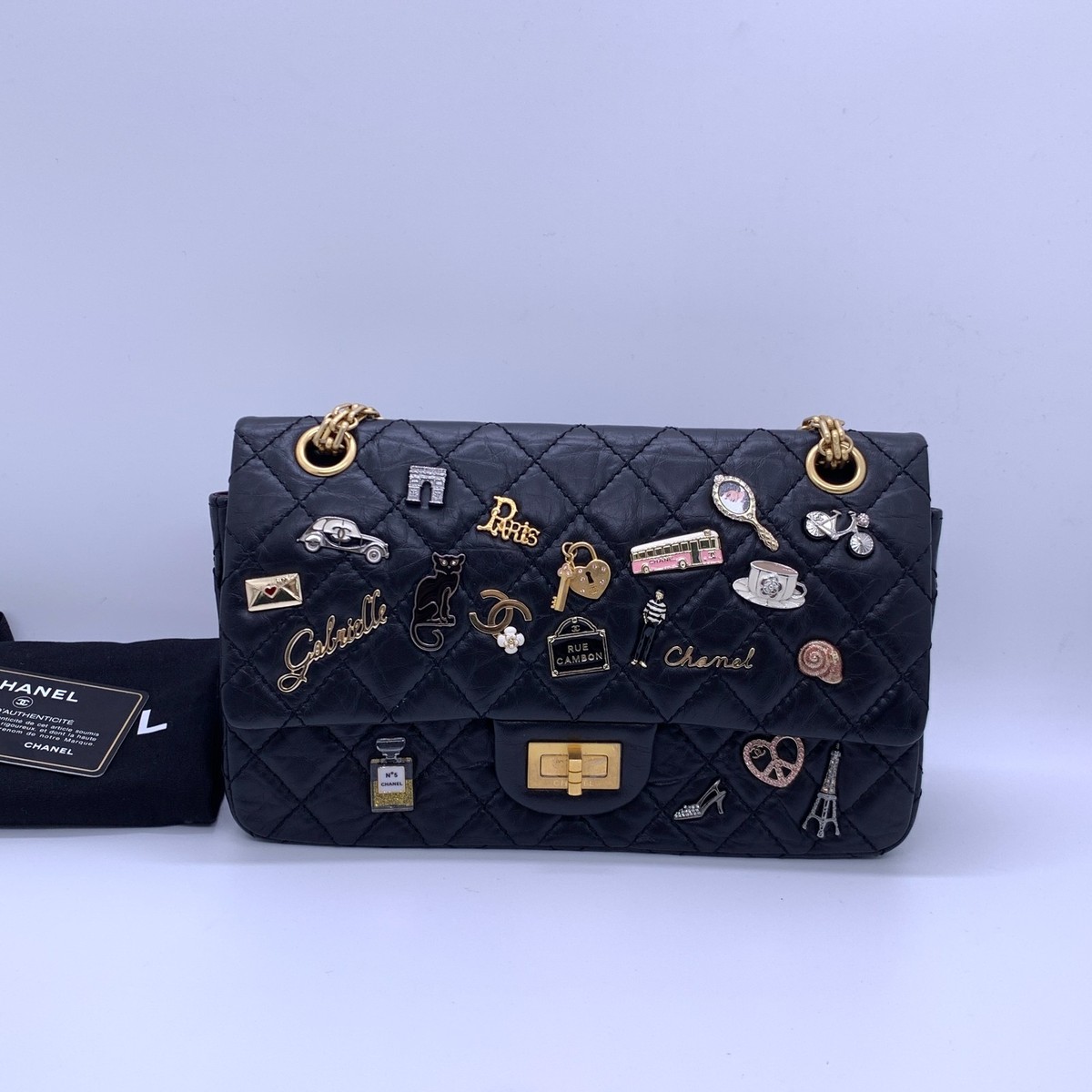 Chanel 2.55 Reissue Lucky Charms Flap Bag Black Aged Calfskin