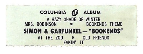 Simon & Garfunkel-Bookends, Mrs. Robinson/Bookend Theme, 33's Jukebox Label 
