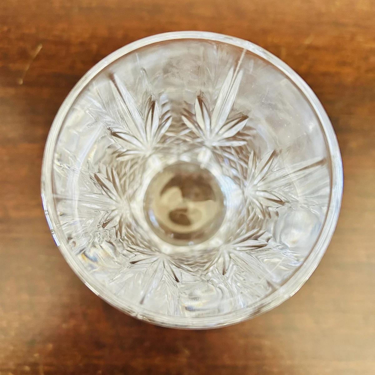 Set 4 Cut Crystal Highball Glasses Diamond Starburst Tumbler Barware Vintage